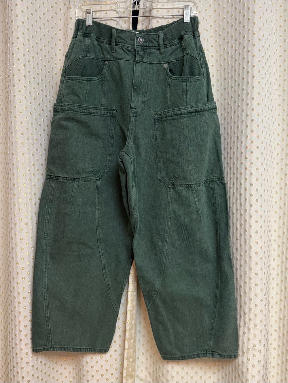 Free people green barrel jeans